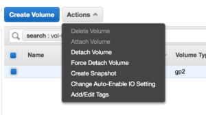 Attached Volume Actions